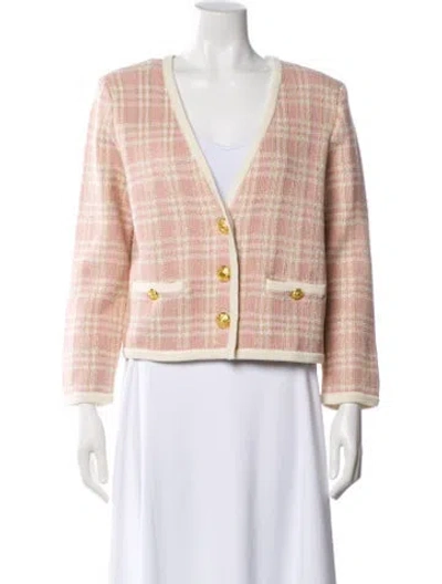 Pre-owned Veronica Beard Plaid Print Evening Jacket In Pink