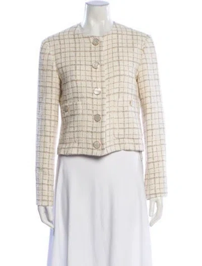 Pre-owned Veronica Beard Plaid Print Evening Jacket W/ Tags In Neutral