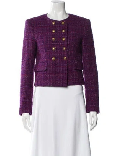 Pre-owned Veronica Beard Plaid Print Evening Jacket W/ Tags In Purple