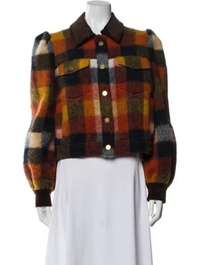 Pre-owned Veronica Beard Plaid Print Faux Fur Jacket In Multi