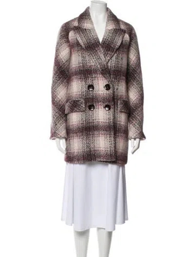 Pre-owned Veronica Beard Plaid Print Faux Fur Jacket In Purple