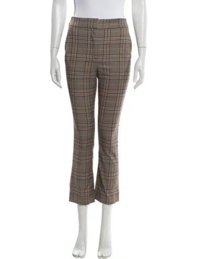 Pre-owned Veronica Beard Plaid Print Flared Pants In Brown