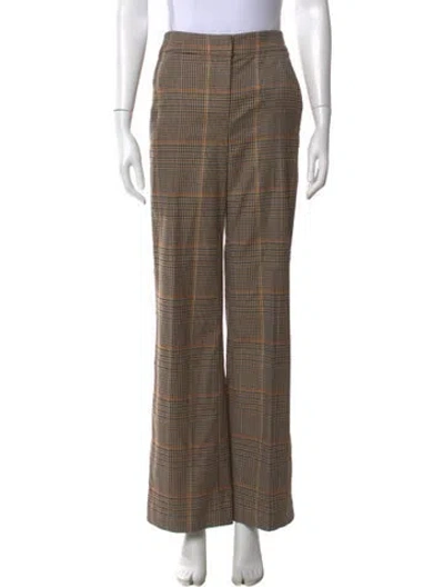 Pre-owned Veronica Beard Plaid Print Flared Pants In Brown