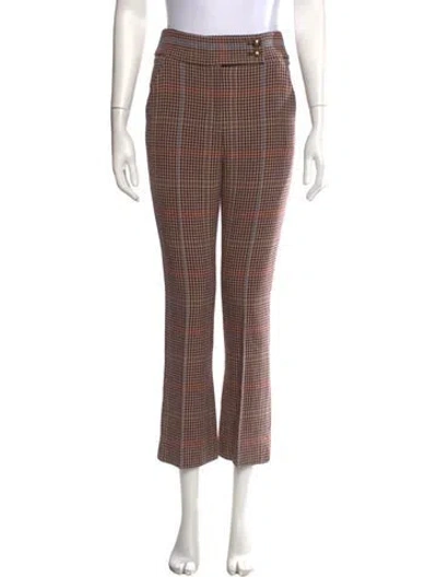 Pre-owned Veronica Beard Plaid Print Flared Pants In Brown
