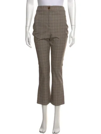 Pre-owned Veronica Beard Plaid Print Flared Pants In Brown