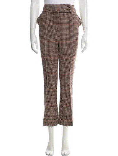Pre-owned Veronica Beard Plaid Print Flared Pants In Brown