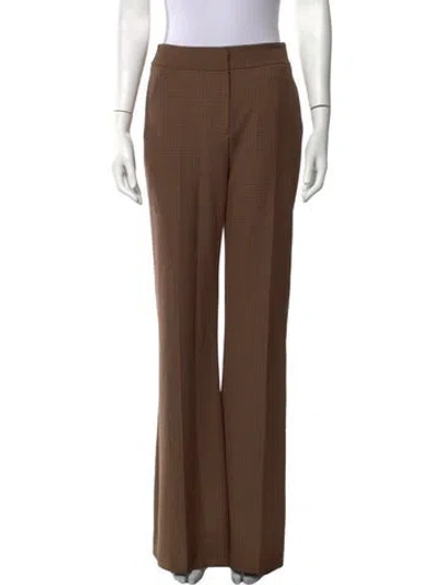 Pre-owned Veronica Beard Plaid Print Flared Pants In Brown