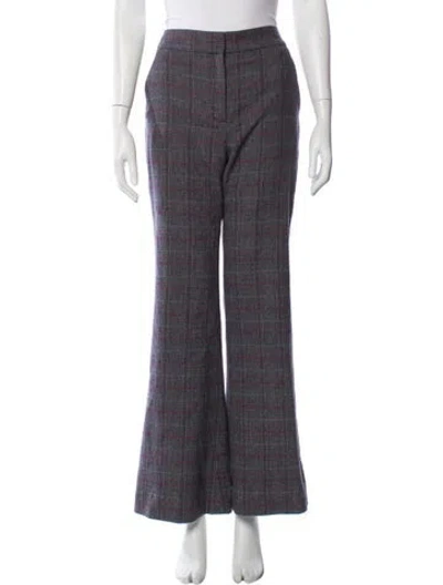 Pre-owned Veronica Beard Plaid Print Flared Pants In Gray