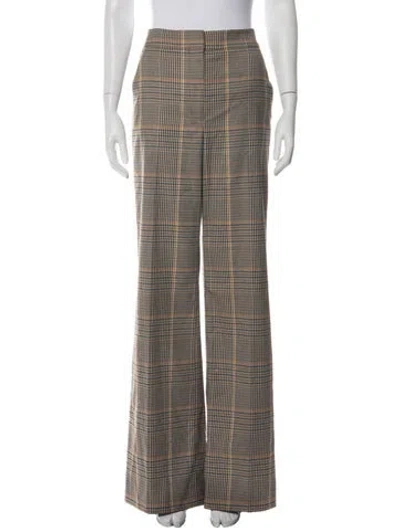 Pre-owned Veronica Beard Plaid Print Flared Pants In Green