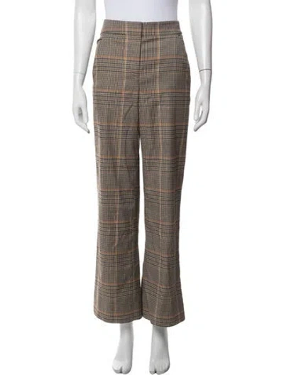Pre-owned Veronica Beard Plaid Print Flared Pants In Multicolor