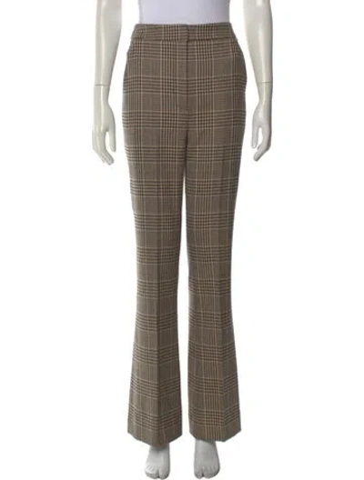 Pre-owned Veronica Beard Plaid Print Flared Pants In Neutral