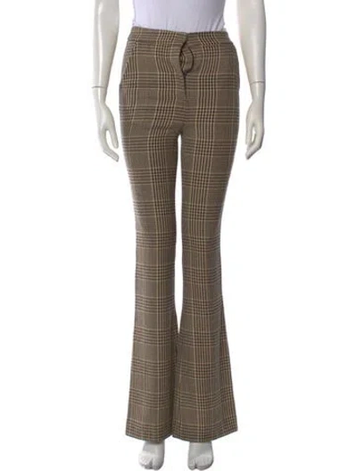 Pre-owned Veronica Beard Plaid Print Flared Pants In Neutral
