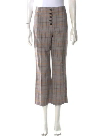 Pre-owned Veronica Beard Plaid Print Flared Pants In Neutral
