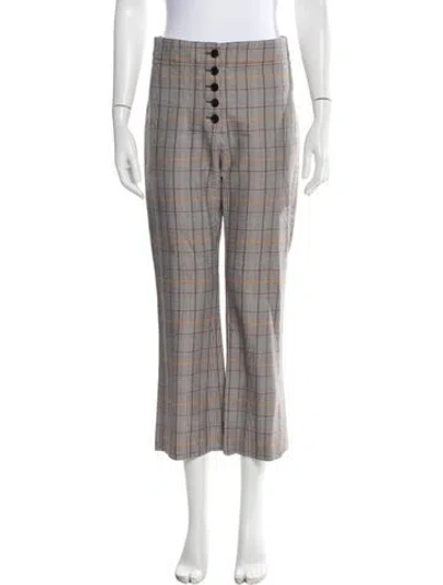 Pre-owned Veronica Beard Plaid Print Flared Pants In Neutrals