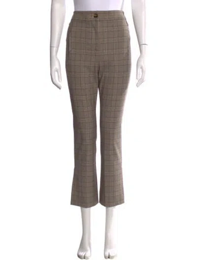 Pre-owned Veronica Beard Plaid Print Flared Pants In Neutrals