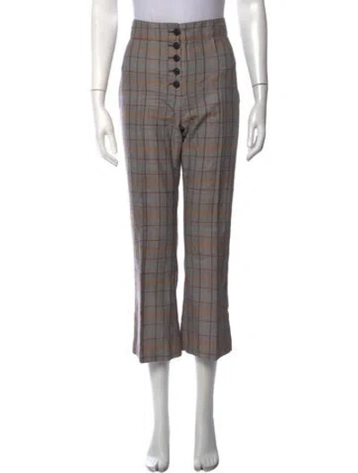 Pre-owned Veronica Beard Plaid Print Flared Pants In Neutrals