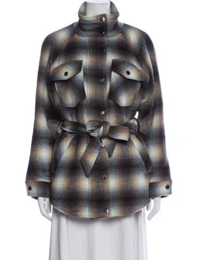 Pre-owned Veronica Beard Plaid Print Jacket In Blue