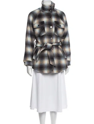 Pre-owned Veronica Beard Plaid Print Jacket In Blue