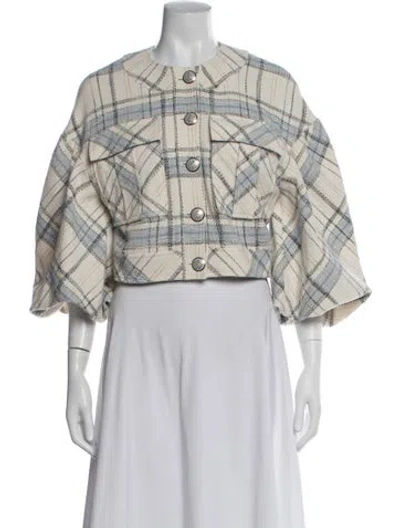 Pre-owned Veronica Beard Plaid Print Jacket In Neutral