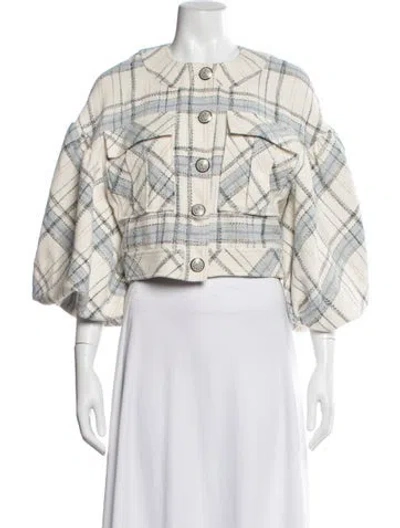 Pre-owned Veronica Beard Plaid Print Jacket In Neutral