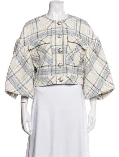Pre-owned Veronica Beard Plaid Print Jacket In Neutral