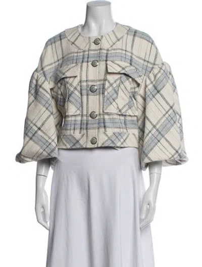 Pre-owned Veronica Beard Plaid Print Jacket In Neutrals