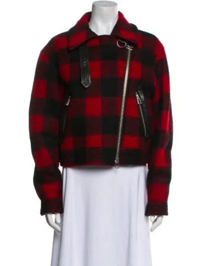 Pre-owned Veronica Beard Plaid Print Jacket In Red