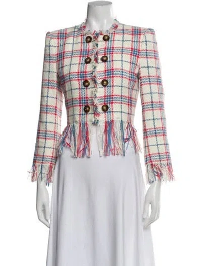Pre-owned Veronica Beard Plaid Print Jacket In White