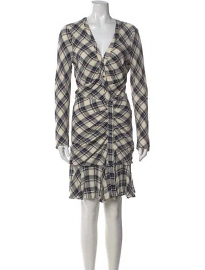 Pre-owned Veronica Beard Plaid Print Knee-length Dress