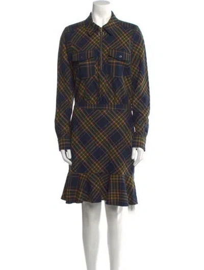 Pre-owned Veronica Beard Plaid Print Knee-length Dress In Blue