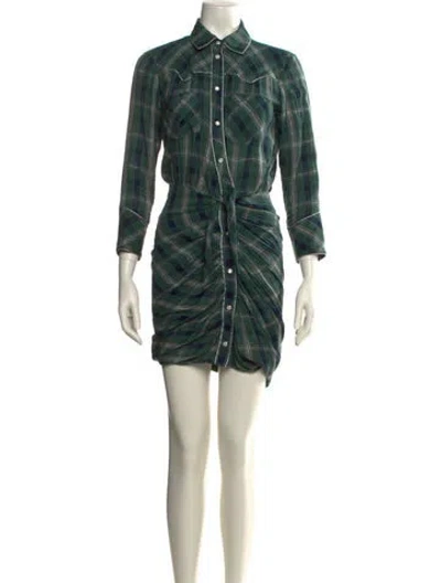 Pre-owned Veronica Beard Plaid Print Knee-length Dress In Green