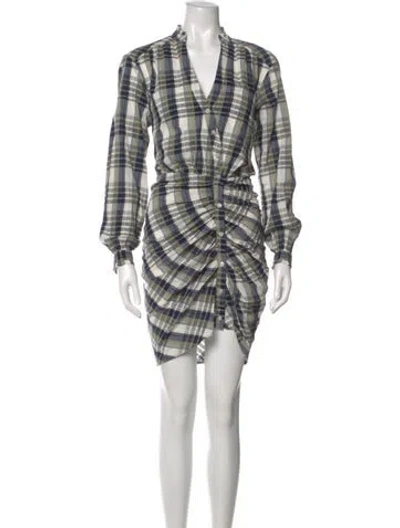 Pre-owned Veronica Beard Plaid Print Knee-length Dress In White