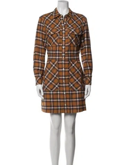 Pre-owned Veronica Beard Plaid Print Knee-length Dress In Yellow