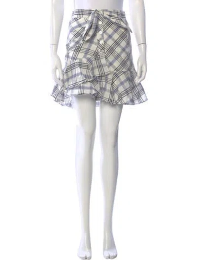 Pre-owned Veronica Beard Plaid Print Knee-length Skirt In White