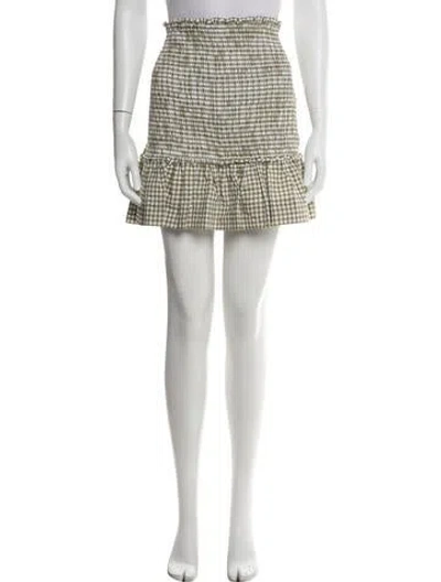 Pre-owned Veronica Beard Plaid Print Lace Trim Embellishment Set In White