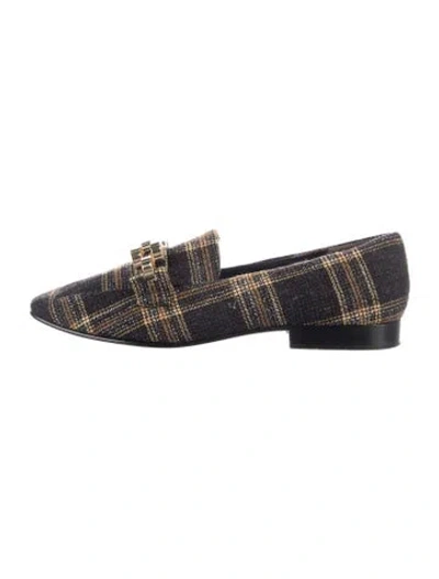 Pre-owned Veronica Beard Plaid Print Loafers In Black