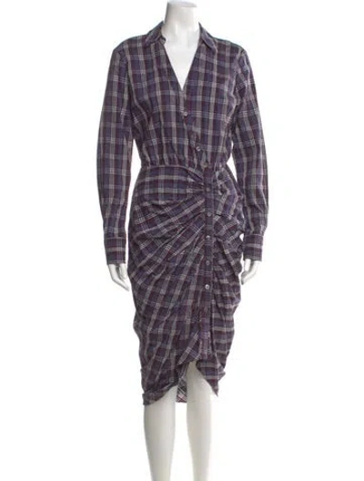Pre-owned Veronica Beard Plaid Print Long Dress In Blue