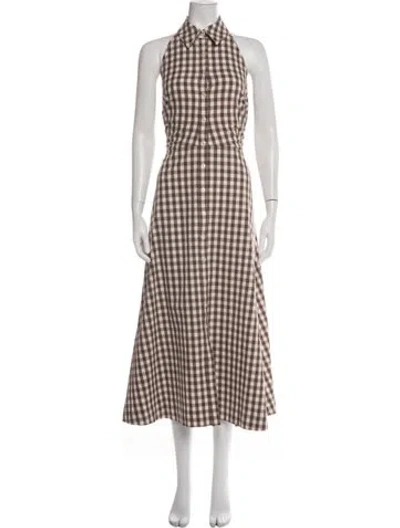Pre-owned Veronica Beard Plaid Print Long Dress In Brown