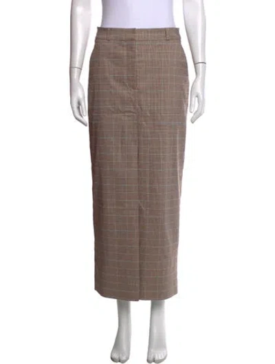Pre-owned Veronica Beard Plaid Print Long Skirt In Neutrals