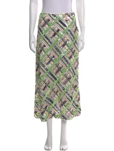 Pre-owned Veronica Beard Plaid Print Long Skirt In White