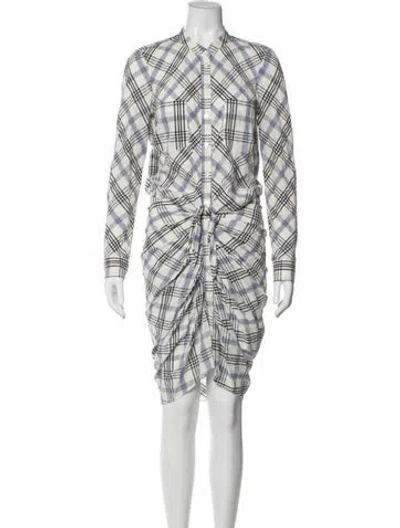 Pre-owned Veronica Beard Plaid Print Long Sleeve Button-up Top In Blue