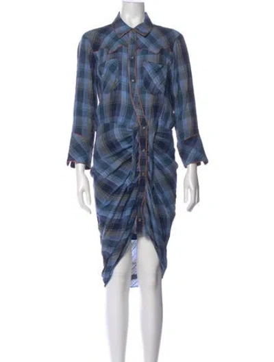 Pre-owned Veronica Beard Plaid Print Midi Length Dress In Blue