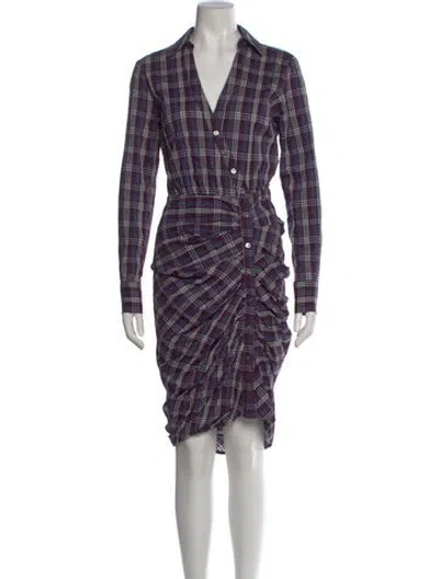 Pre-owned Veronica Beard Plaid Print Midi Length Dress In Blue