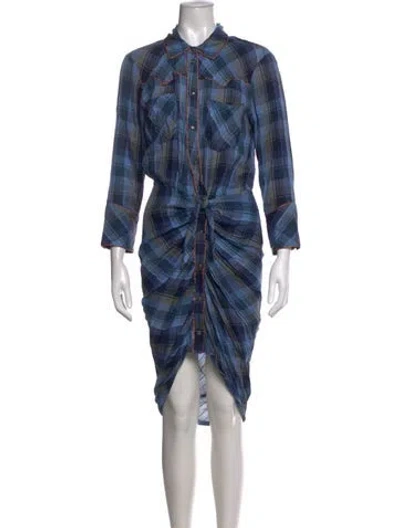 Pre-owned Veronica Beard Plaid Print Midi Length Dress In Blue