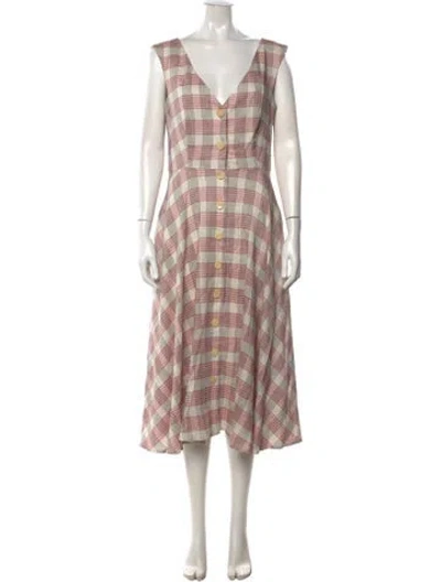 Pre-owned Veronica Beard Plaid Print Midi Length Dress In Neutrals