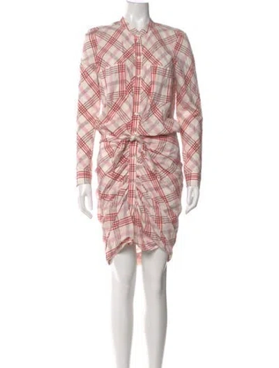 Pre-owned Veronica Beard Plaid Print Midi Length Dress In Pink