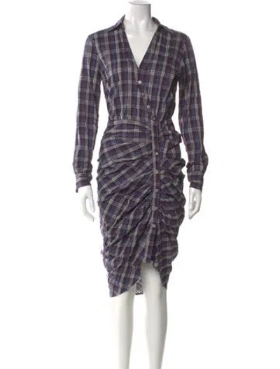 Pre-owned Veronica Beard Plaid Print Midi Length Dress W/ Tags In Blue