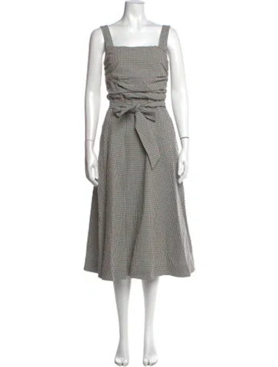 Pre-owned Veronica Beard Plaid Print Midi Length Dress W/ Tags In Blue/neutrals
