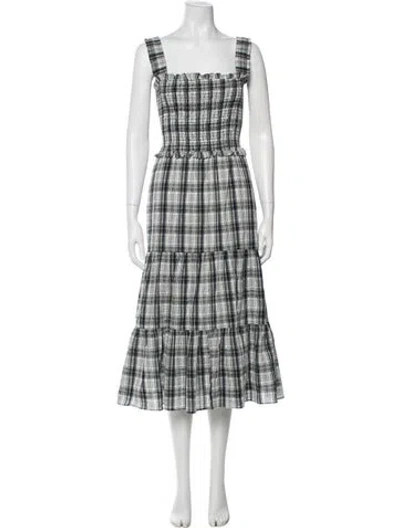 Pre-owned Veronica Beard Plaid Print Midi Length Dress W/ Tags In Gray