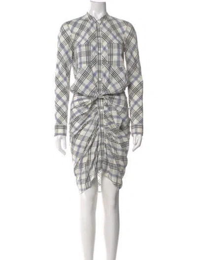 Pre-owned Veronica Beard Plaid Print Midi Length Dress In White